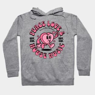 HOUSE MUSIC  - Peace Love Happy Heart (Black) Hoodie